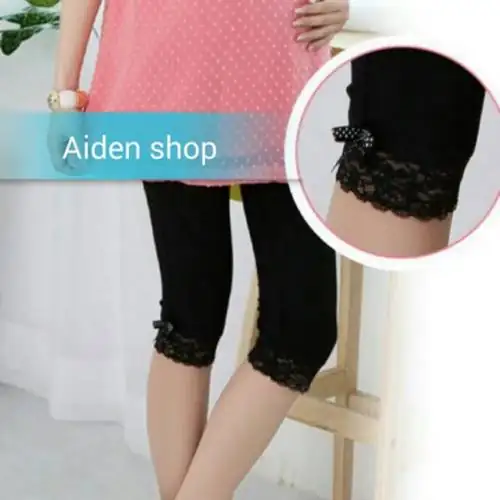 Quần ngố bầu chân ren chất cotton mát có chun chỉnh bụng