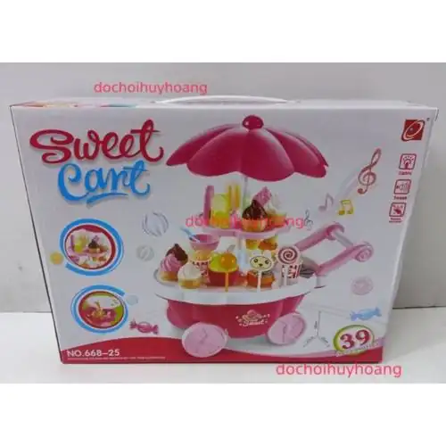 Xe đẩy bán kem thế hệ mới kèm bánh gato cắt tặng kèm pin
