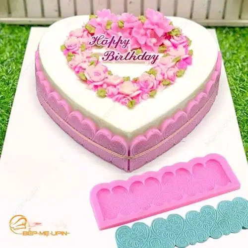 Review chi tiết Khuôn silicon ốp viền hình tim làm socola thạch fondant dùng có ổn không