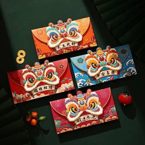 Review Set 4 bao lì xì năm mới 2024 hoạ tiết 3 D hình Rồng may mắn tài lộc M IN 196 có bền không
