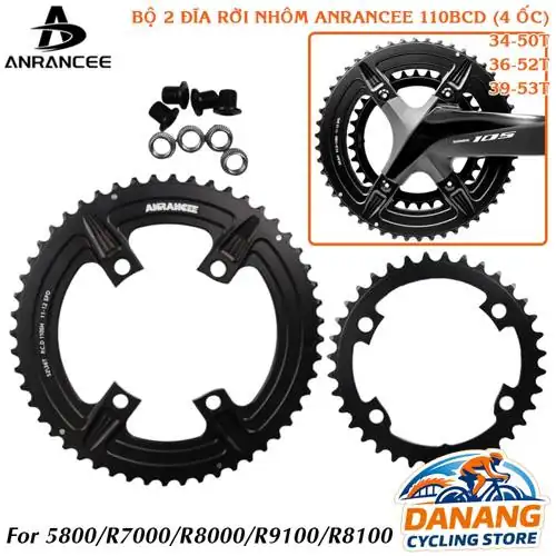 Test thực tế Bộ 2 Đĩa Nhôm Xe Đạp Chainring 110 B CD 4 Ốc 3450 T 3652 T 3953 T dùng có ổn không