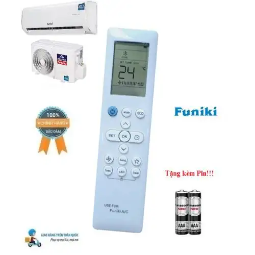 Phân tích Remote Điều khiển điều hòa Funiki 6 1 2 chiều InverterHàng tốt các dòng 09 12 18 24 Tặng kèm Pin6 có bền không