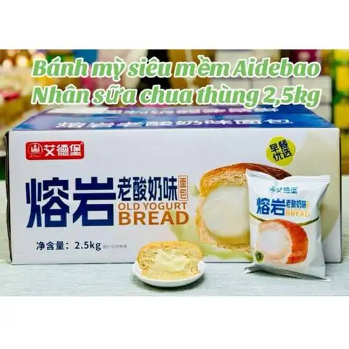 1 Thùng 2.5 Kg Bánh Mỳ Siêu Mềm Nhân Kem Chảy Aidebao 3334 cái
