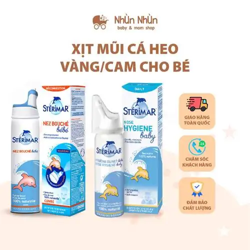 Review chi tiết Nhùn Nhùn Muối xịt mũi cá heo vàng và cam Sterimar 100 ml giúp vệ sinh và giảm chảy mũi cho trẻ 0 3 tuổi có đáng tiền không