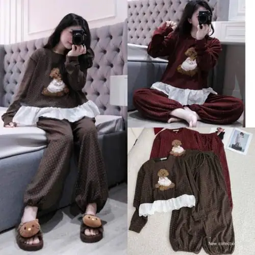 Review chi tiết Set Bộ Nữ Set Bộ Tăm Lông Thỏ Áo May Ren Hình Thêu Lu Lu Lu dùng có ổn không