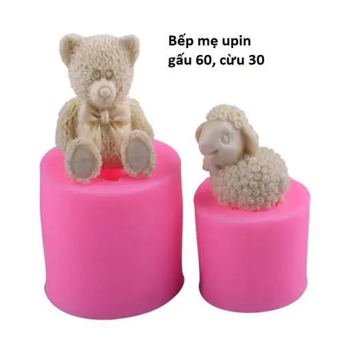 Review chi tiết ÔN 4 D Khuôn silicon con cừu con gấu làm rau câu khuôn nến các loại dùng có ổn không