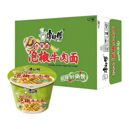 1 Thùng 12 Cốc Mỳ Tôm Sư Phụ Khang Màu Xanh Bò Ngũ Vị