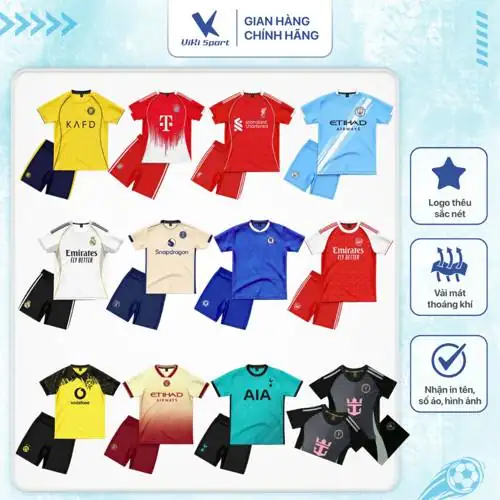 Test thực tế Bộ quần áo đá bóng cho trẻ từ 10 kg đến 45 kg chất vải thoáng mát co dãn 4 chiều S V 02 Vi Ki Sport có đáng tiền không