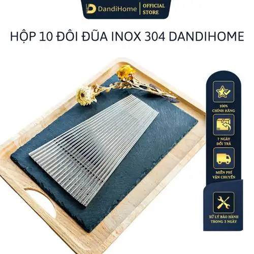 01 hộp đũa Inox 304 cao cấp Dandi Home 10 đôi Cá chép vượt cổng Vũ Môn