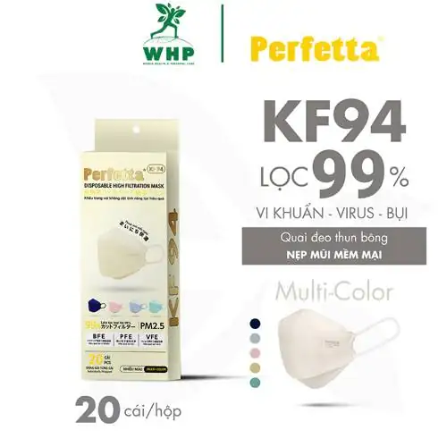 1 Hộp K F 94 Khẩu Trang Phong Cách Hàn Quốc Chất Lượng Cao, Kháng Khuẩn, Chống Bụi Mịn, 3 Lớp, Bảo Vệ Tối Ưu, Đóng Gói Từng Cái 20 cáihộp Multicolor