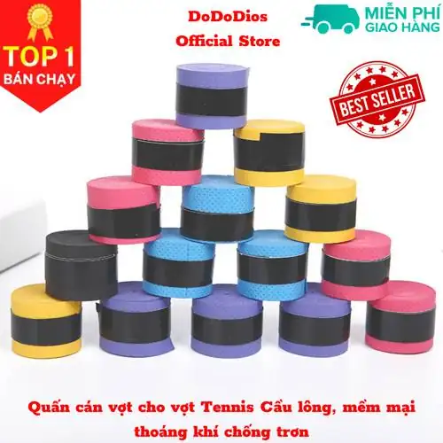 10 dây quấn cán vợt cầu lông, dây quấn cán vợt tennis chống trượt thấm hút mồ hôi, tạo cảm giác êm ái và trợ lực khi đánh bóng Chính hãng dododios Xanh