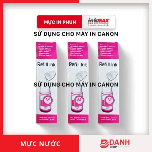 1 màu Mực nước Canon ink M AX B K 135 ml 70 ml Mực nước dùng cho các dòng máy in phun Canon G 1800 2800 3800 1000 2000 3000 1100 2100 3100 1900 2900 3900 Màu hồng sẫm M