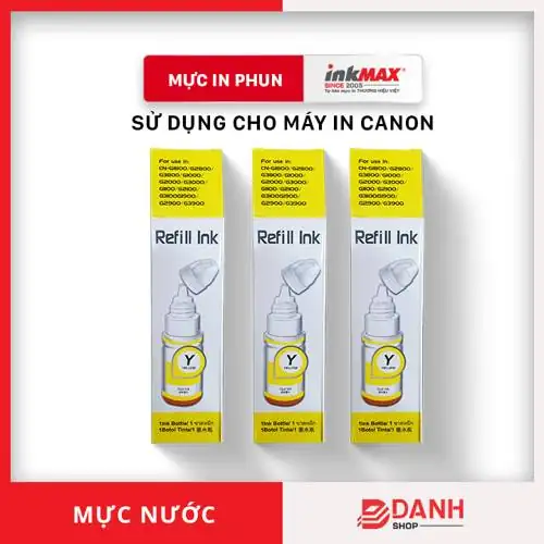 1 màu Mực nước Canon ink M AX B K 135 ml 70 ml Mực nước dùng cho các dòng máy in phun Canon G 1800 2800 3800 1000 2000 3000 1100 2100 3100 1900 2900 3900 Màu vàng Y