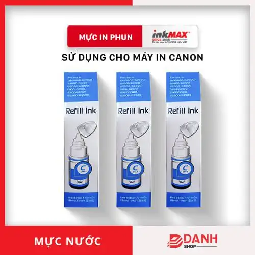 1 màu Mực nước Canon ink M AX B K 135 ml 70 ml Mực nước dùng cho các dòng máy in phun Canon G 1800 2800 3800 1000 2000 3000 1100 2100 3100 1900 2900 3900 Màu xanh C